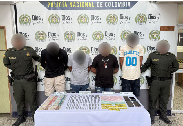 Capturados 4 sujetos en allanamiento por trafico de estupefacientes en Lorica